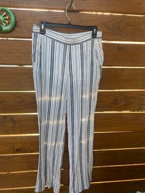 BCX Vertical Stripe Wide-Leg Pants - Black & White